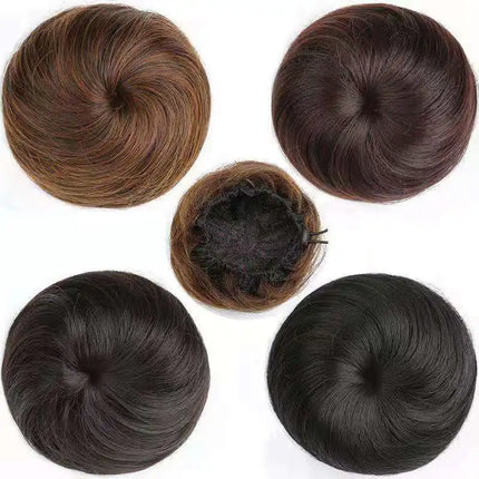 Adjustable Synthetic  Hair Scrunchie Straight Chignons Hair Bun Straight Drawstring Hair Ponytails Extensions