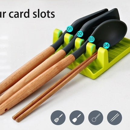 Kitchen Spoon Holders Fork Spatula Rack Shelf Organizer Plastic Chopsticks Holder Non-slip Spoons Pad