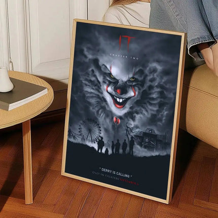 Movie I-It P-Pennywise Poster High Quality Print Waterproof Wall Art Sticker For Bar Living Room Decor Gift