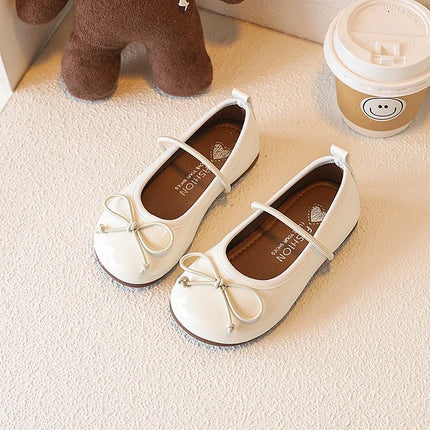 Girls' Loafer Shoes Round-toe Versatile Kids Leather Shoe Spring Autumn Bowknot New Children's Flats for Princess Ballet Fashion