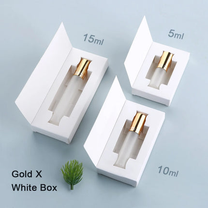 50Pcs 5/10/15ml Perfume Bottle Aluminum Sprayer Fine Mist Frosted Glass Perfume Sprayers, Multi-Sizes, Eco-Reusable, w/Boxes