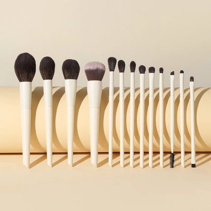 13-Piece Vegan Makeup Brushes Set - Fluffy Synthetic-Soft Bristles Eye & Face Cosmetics Kit with Nano-Fiber Handles