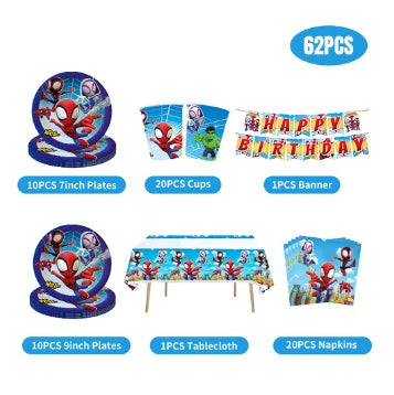 Spidey And His Amazing Friends Happy Birthday Party Decorations SpiderMan Theme Balloons Supplies Tablecloth Tableware Kids Gift