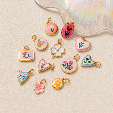 Small Cute Simple Versatile Flower Series Love Flower Clover Small Yellow Flower DIY Pendant charms for jewelry