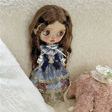 For Blythe Doll Lace Fairy Princess Dress Outfit Clothes Cartoon Colorful Fastfood Skirt Animal Clothing OB24 OB22 1/6 Ropa Gift