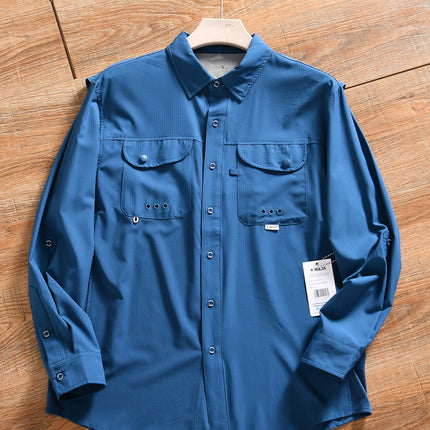 Quick Dry Breathable 3D Tailored Men's Summer Outdoor Workwear Fishing Sun Protection Shirt Polyester Fiber Casual Style