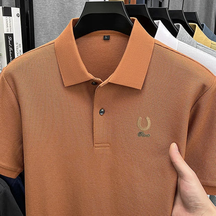 100%Cotton High Quality Men New Short-Sleeved Polo Shirt Lapel Button Various Colors Embroidery Comfortable Ventilate Men's Wear