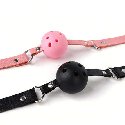 2 Colors Faux Leather Mouth Gag Adjustable Plastic Ball Adult Flirting Fetish Roleplay Game Props Couples BDSM Bondage Sex Toys