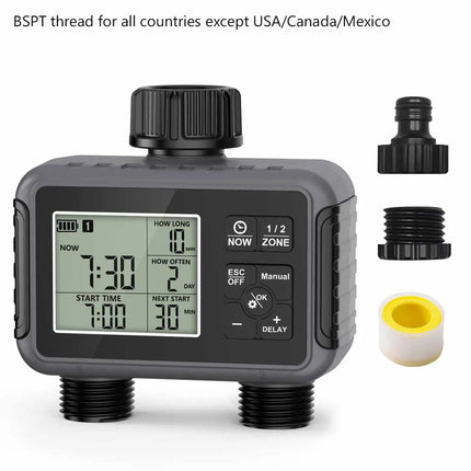Insoma 2-Zone Sprinkler Timer Programmable Garden Hose Timer Water-Saving Irrigation Controller for Lawn Yard  Drip Systems IPX5