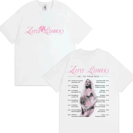 Zara Larsson Midnight Sun Global Tour Merch T-Shirt Men Women Album Poster Graphic Print Cotton Tees Neck Loose Oversized Tops
