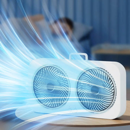 Double Head Portable Fan Two Way Wall Mountable Desktop High Wind Power Fan for Home Office Camping Bedroom Use
