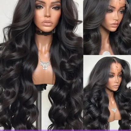 250 Density Human Hair Body Water Wave 5x5 Glueless Lace Frontal Wigs 13x6 HD Lace Front Wig 40 Inch Natural Black Clourse Loose