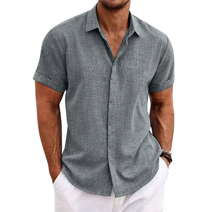 Men's Cotton Linen Short Sleeved Shirt Summer Casual Camisas Harajuku Blouses Men's Shirts Fashion Tops Men Clothing Streetwear
