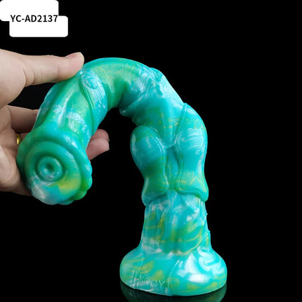 YOCY 12 Inch War Horse Dildo 6.5cm Thick Armor Knot Anal Stimulator Soft Silicone Animal Penis With Sucker Sex Toy For Women Men