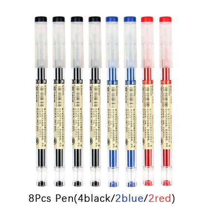 8/50/54Pcs/Set 0.35mm Gel Pens Office School Exam Ballpoint Pen Blue Black Ink Replaceable Pen Refill Rods Kawaii Stationery