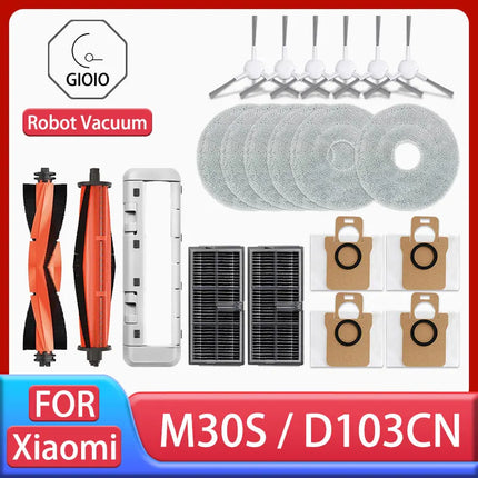 For Xiaomi Mijia M30S D103CN Robot Vacuum Cleaner Accessories Main Side Brush Hepa Filter Mop Cloth Dust Bag Replacement Spare