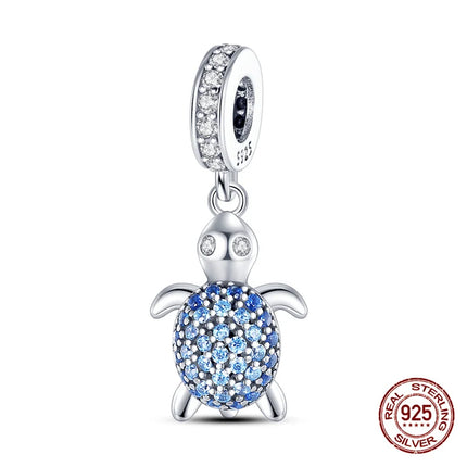 Charm 925 Silver Blue Ocean Life Theme Charm Beads Fit 3mm Original Bracelet For Women DIY Pendants Luxury Jewelry Gift Hot Sale