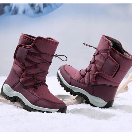 Brand Men's Winter Shoes Waterproof Men's Boots Warm Plush Couple Snow Boots Outdoor Non-slip Hiking Boots Men Work Ankle Boots