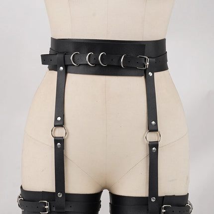 Women's Leather Leg Harness and Butt Harness BDSM Lingerie Set Valentine's Day Gift Rave Costume Belt Clothing Accessories