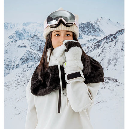 Qunature Parent-child Panda Ski Headgear Balaclava Soft Thermal Fleece Full Face Mask Winter Keep Warm Hood Scarf Neck Collar