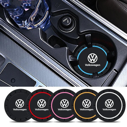 New 2pcs Car Coaster Mats Water Cup Non-slip Pads For Volkswagen GOLF 5 Tiguan Polo Golf 6 Golf 7 Jetta Accessories