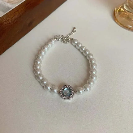 925 Sterling Silver Bracelet Double Layer Pearl Bracelet for Women Girl Vintage Luxury Design Bead Korean Jewelry Charm Bracelet