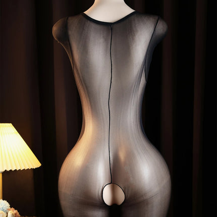 Erotic Open Crotch Bodystocking Lingerie Black Bodysuit Sexy Porn Sleeveless Long Sleeves Women Body Crotchless Costume