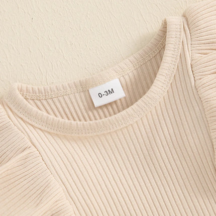 Infant Baby Girl Clothes Ruffles Ribbed Romper Long Sleeve Corduroy Suspender Skirt Dress Fall Winter Outfits
