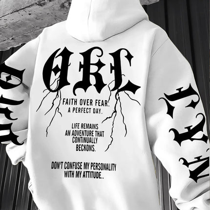 Gothic Font Versatile Street Men Women Pullover Hoodie Casual Loose Sport Hip-hop Y2K Autumn Winter Adult Sweatshirt Top Clothes