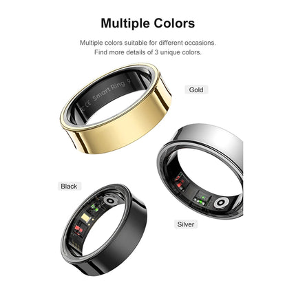 R09 Smart Ring Waterproof Health Monitor Heart Rate Blood Oxygen Sleep Monitoring Health Fitness Rings for Xiaomi Samsung Phone