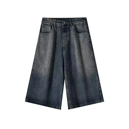 Wide-leg Seven-point Denim Shorts Men's 2025 Summer New High-end Fashion Brand Straight Casual Pants Man Jeans Y2k Clothes Baggy