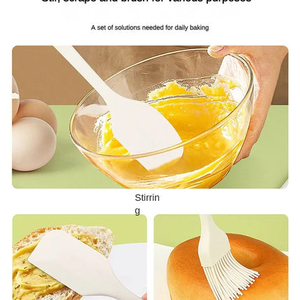 3 piece kitchen baking set all in one silicone spatula oil brush baking butter spatula single cake scraper baking tool