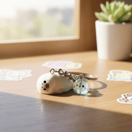 3Pcs 3D Design 3D Luminous Keychain Luminous Feature Resin Material Sea Lion Keychain Simple Design Creative Style