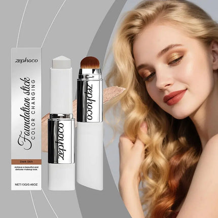 ZEPHOCO 2-in-1 Color Changing Foundation Stick Long Lasting Moisturizing Lightweight Foundation High Concealer Power Makeup