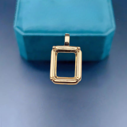L S925 Sterling Silver DIY Empty Pendant Holder Setting 6*8/7*9/8*10mm Square Stone Fine Simple Design Charm Jewelry for Woman