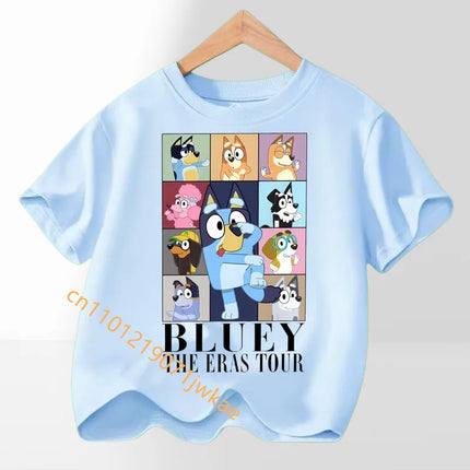 Hot Bluey Themed Kids T-Shirt Boys Girls 2026 Summer Cartoon Printing Graphic Baby Outdoors Short Sleeve Tee Daily Wear Top