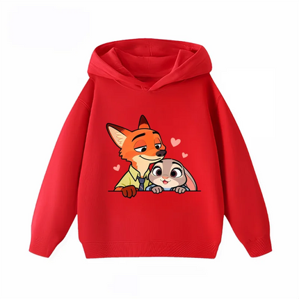 Potdemiel Zootopia Judy and Nick Children's Hoodies, Boys' and Girls' Autumn and Winter Warm Children's Hooded Sweatshirts