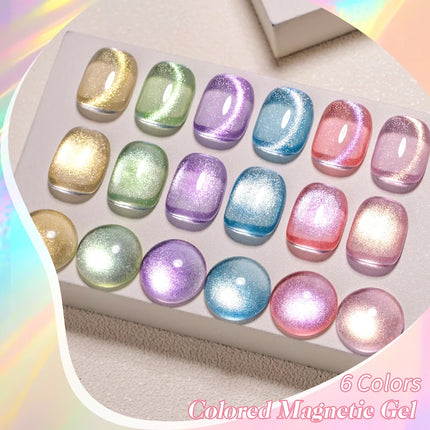Light Flow Colored Cat Magnetic Gel Nail Polish Jelly Glitter Magnetic Semi Permanent Soak Off UV Gel Varnish Nail Supplies DIY