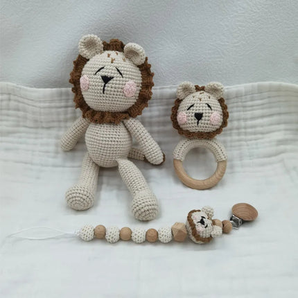 Newborn Mobile Gym Educational Ring Teething Toy Baby Cotton Baby Wooden Ring Rattle Crochet Wool Toy Customize Pacifier Chain