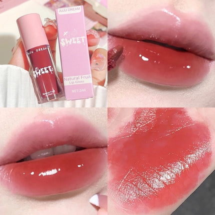 Watery crystal lip gloss Moisturizing Long-lasting color Full gloss Transparent ice cube lipstick Three colors available