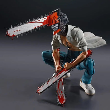 Chainsaw Man Denji Articulated Action Figure Boxed Collectible Pvc Model 16cm White Open Shirt Anime Statue For Adult Collection