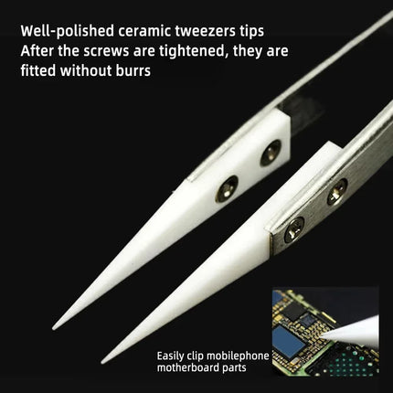 1200° Ceramic Tipped Stainless Steel Tweezers Tips Heat Pointed Resistant Tweezer Electronic Soldering Tweezers Fine Pointed Tip