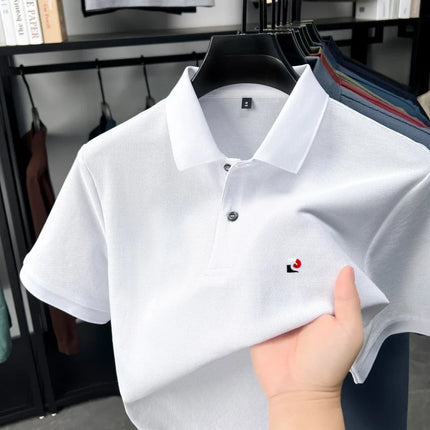 100% cotton high-quality brand short-sleeve polo shirt for men, new trend, embroidered, summer breathable, comfortable, casual lapel T-shirt