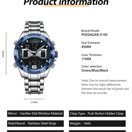 POEDAGAR Luxury Man Digital Watch Alarm Luminous LED Week Date Sports Quartz Men Watch Fashion Military Electronic Men's Watches