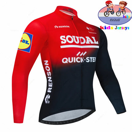 Soudal Quick Step Baby Cycling Clothing Children Long Sleeve Jersey Set Breathable Sportswear Kids Bicycle Maillot Ciclismo