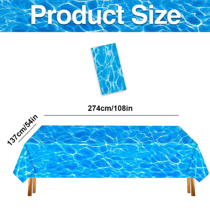 Sea Wave Tablecloth 54x108Inch Water Ripple Plastic Tablecloth Ocean Mermaid Party Table Cover Summer Beach Pool Birthday Decors