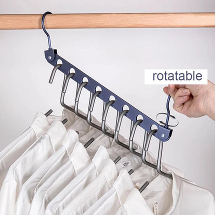 6/7/8 Holes Storage Rack for Clothes Hanger Organizer Foldable Rotatable Metal Hangers Storage Rack Wardrobe Space Saver Hook