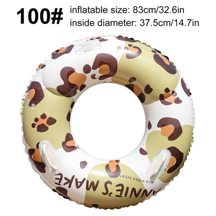 1PC Leopard Print Pool Float, Adults Inflatable Tube, Animal Patterns Swimming Rings Inner Tubes Glitter Pool Floats