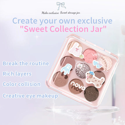 NOVO Nine-Shade Eyeshadow Palette with Contouring, Highlighting and Blush in One Versatile Colour Combinations