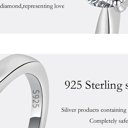 PERFANY 0.5/1/2CT Moissanite Women's Engagement Ring S925 Pure Silver Classic Four Claw GRA Certified Diamond Wedding Jewelry